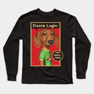 Cute Doxie Dog with green shirt on Dachshund Wearing Green Top Long Sleeve T-Shirt